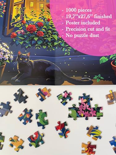 TUMBAUMBA 1000-Piece Cat in Paris Jigsaw Puzzle – Matte Finish with Poster