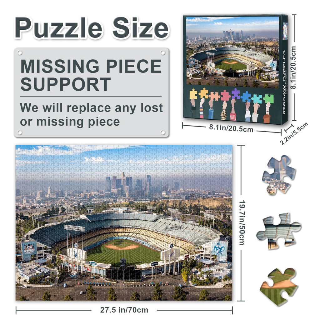 TUMOVO Dodger Stadium 1000 Piece Jigsaw Puzzle - 27.5x19.7 Inch Baseball Park Puzzle for Adults