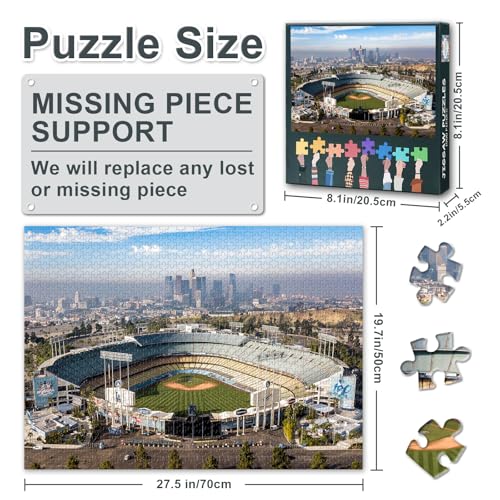TUMOVO Dodger Stadium 1000 Piece Jigsaw Puzzle - 27.5x19.7 Inch Baseball Park Puzzle for Adults