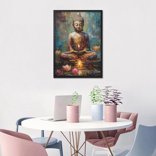 TUMOVO Zen Buddha 1000 Piece Jigsaw Puzzle for Adults – 27.5x19.7 Inch Finished Size with Poster