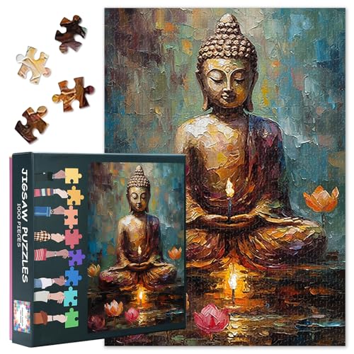 TUMOVO Zen Buddha 1000 Piece Jigsaw Puzzle for Adults – 27.5x19.7 Inch Finished Size with Poster