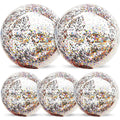 TURNMEON 5-Pack Glitter Sequins Beach Balls – 16 & 24 Inch Clear Inflatable Pool Toys for Kids & Adults