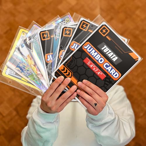 tutata Jumbo Card Sleeves 50 Pack – 3-Hole Binder Refill Pages for Oversized Cards (5.5x7.6 Inch Pockets)