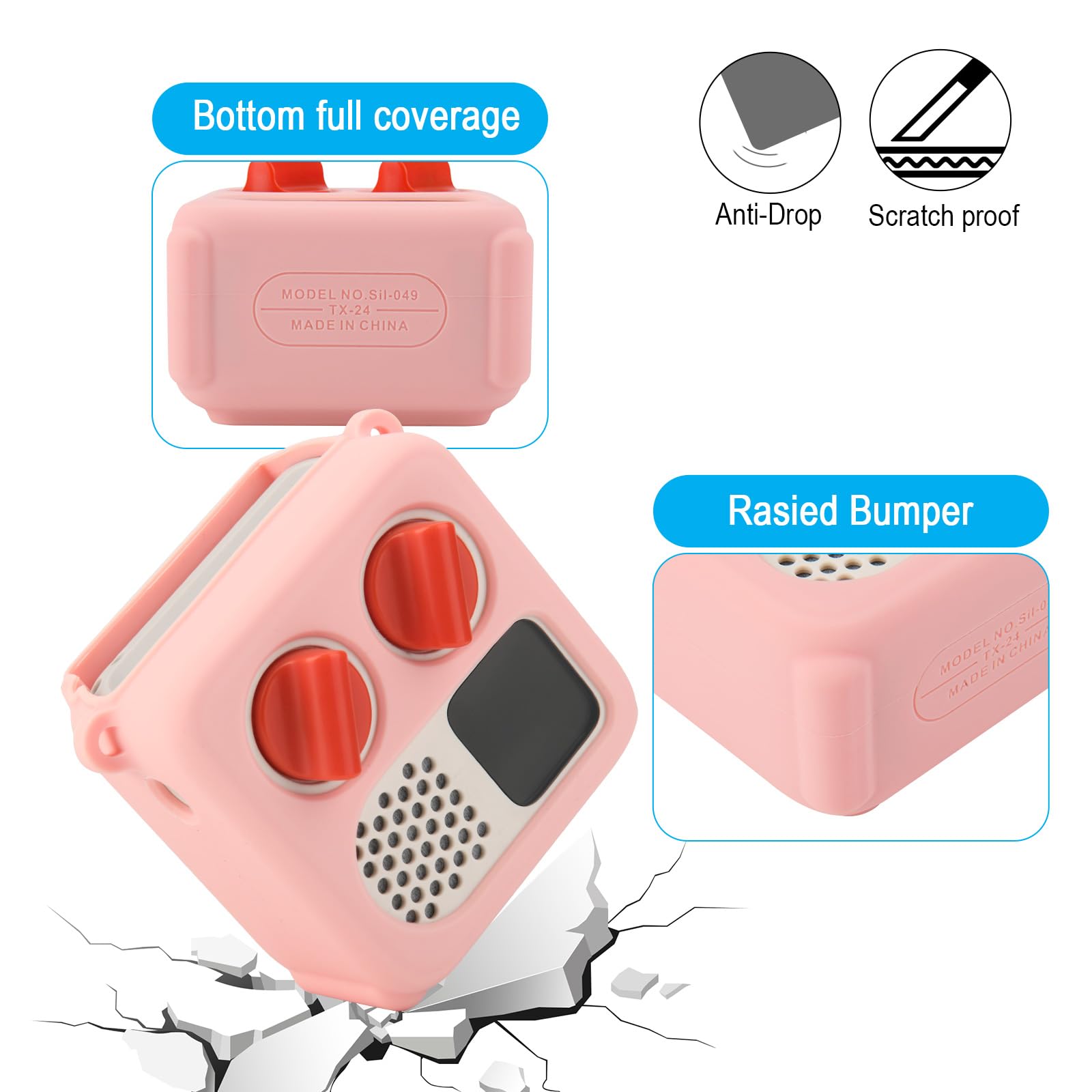 TXEsign Silicone Case Cover for Yoto Mini (2024 Edition) – Pink Protective Travel Carrying Case with Adjustable Strap