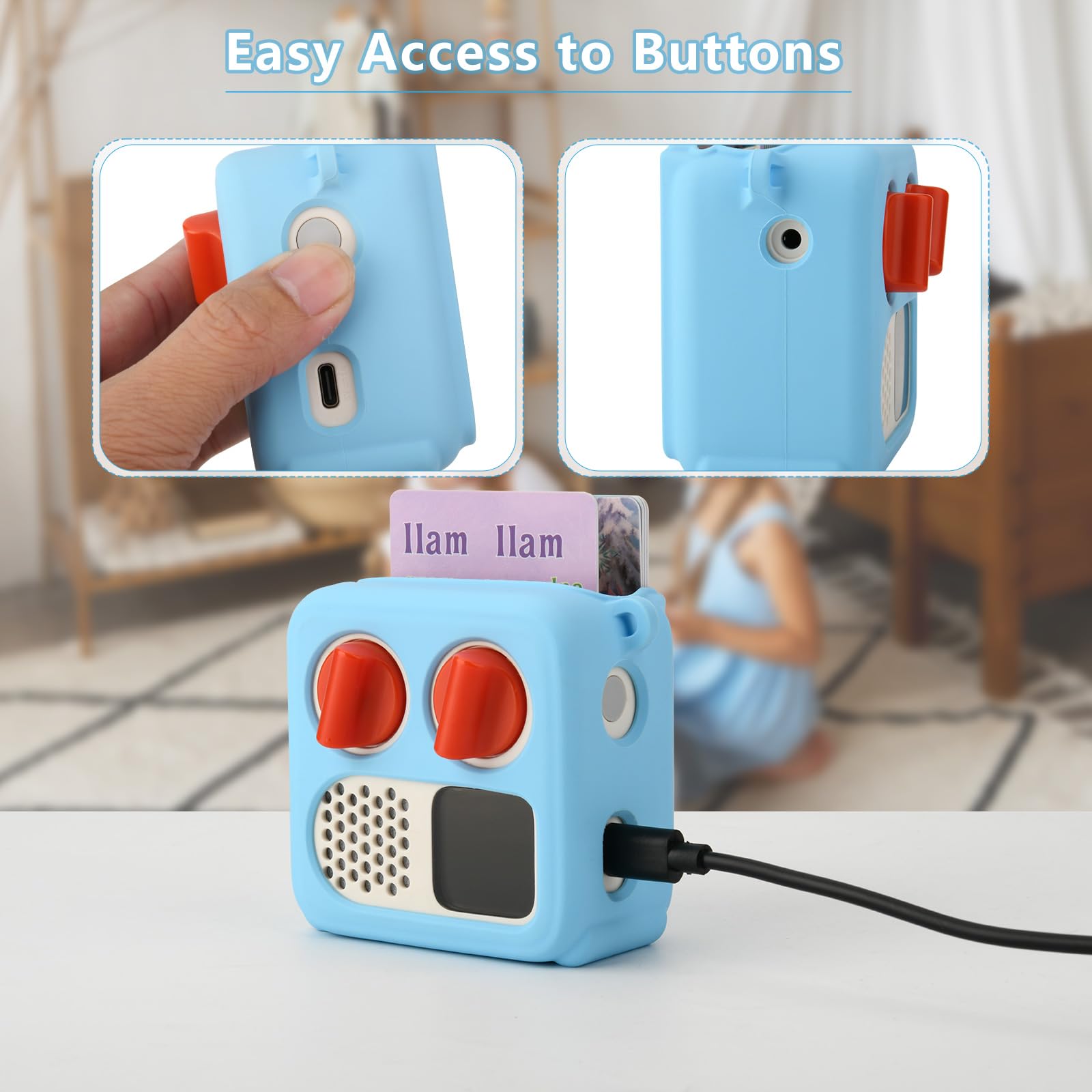 TXEsign Silicone Case Cover for Yoto Mini (2024 Edition) – Sky Blue with Adjustable Strap and Card Slot