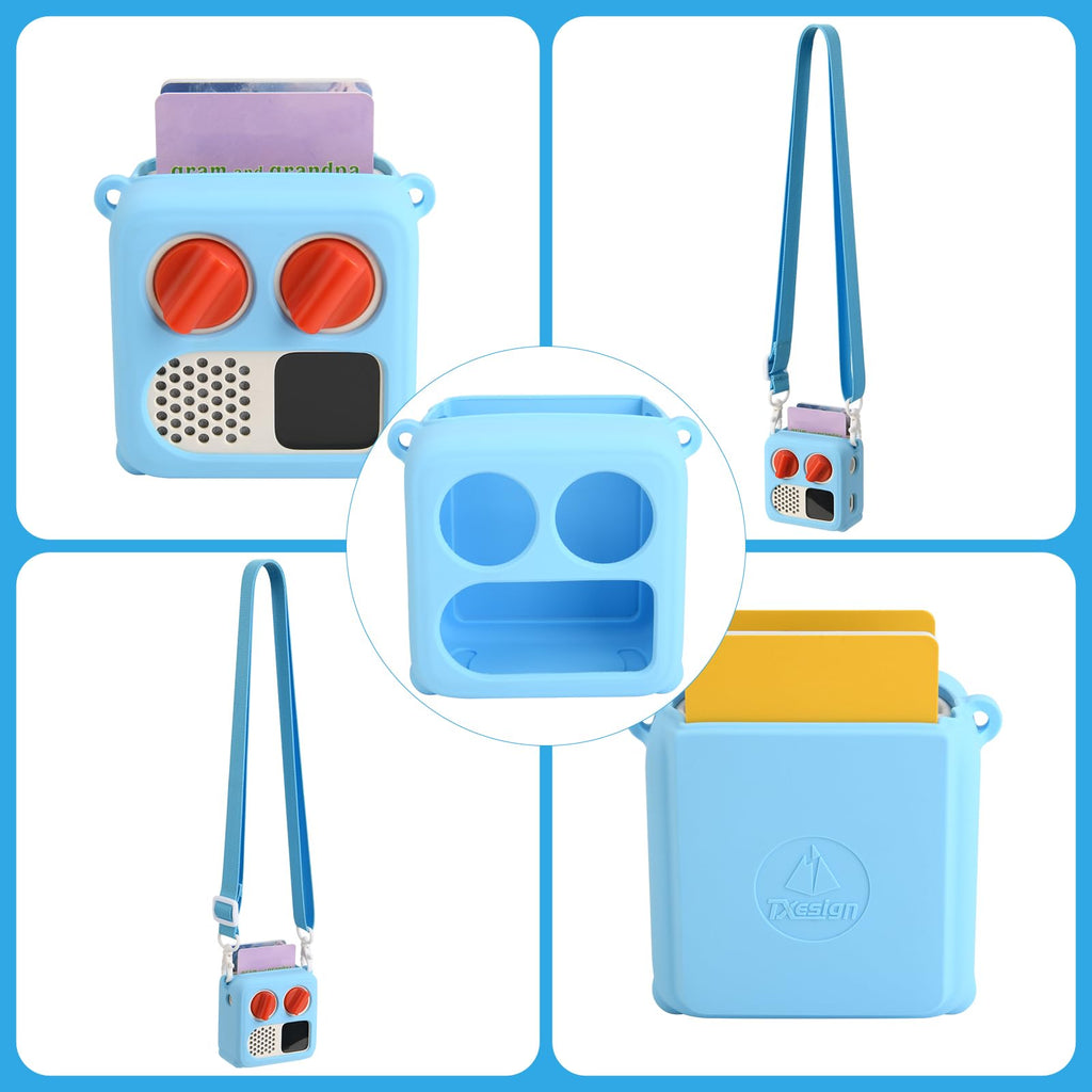 TXEsign Silicone Case Cover for Yoto Mini (2024 Edition) – Sky Blue with Adjustable Strap and Card Slot