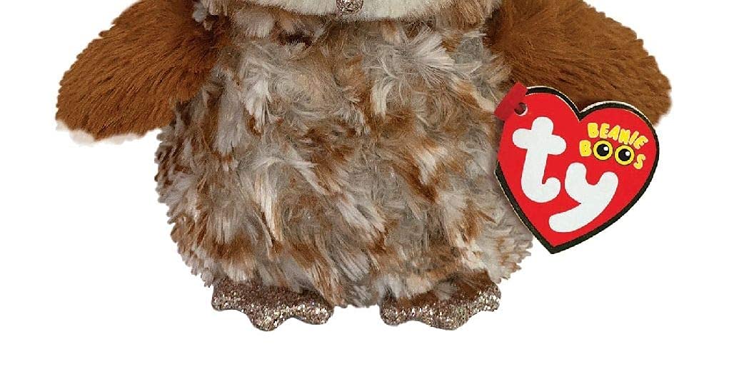 Ty Beanie Boo Percy Barn Owl Plush – 15 cm Soft Toy with Glitter Eyes & Retro Heart Tag