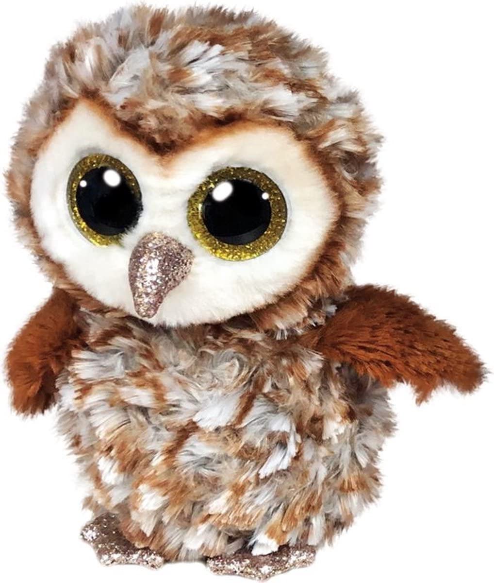 Ty Beanie Boo Percy Barn Owl Plush – 15 cm Soft Toy with Glitter Eyes & Retro Heart Tag