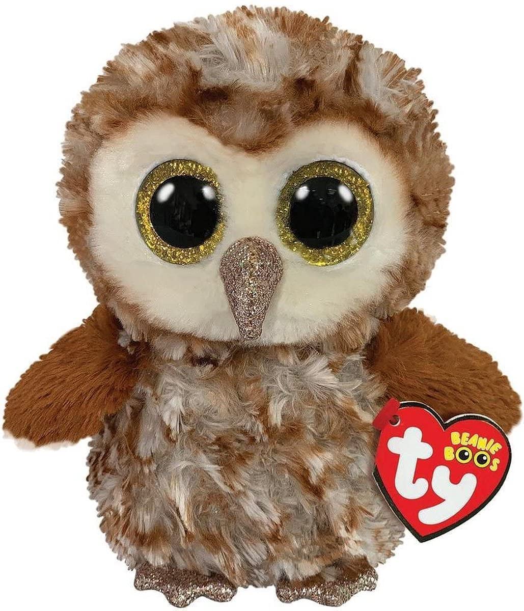 Ty Beanie Boo Percy Barn Owl Plush – 15 cm Soft Toy with Glitter Eyes & Retro Heart Tag