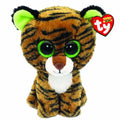 Ty Beanie Boos Tiggy the Tiger Plush Toy – 15 cm Brown Stuffed Animal with Glitter Eyes