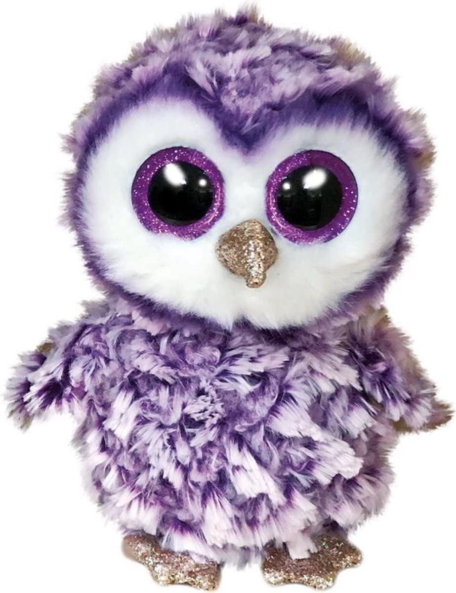Ty Moonlight OWL-Boo Medium Plush - Multicolored Beanie Boo with Glitter Eyes