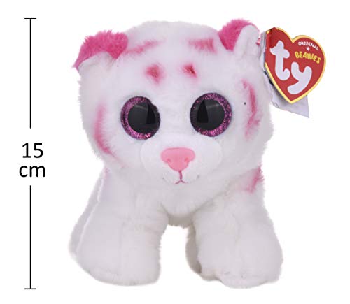 Ty Tabor Pink & White Tiger Plush – 6 Inches, Soft Polyester Fiber & Plastic Pellets