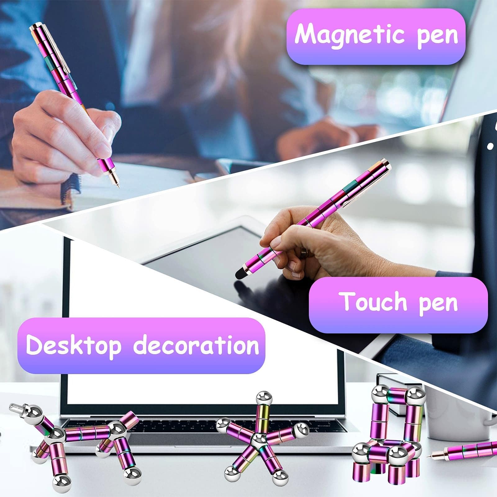 TYJHAFN Magnetic Fidget Pen – Modular Metal Stress Relief Toy & Writing Stylus for Adults