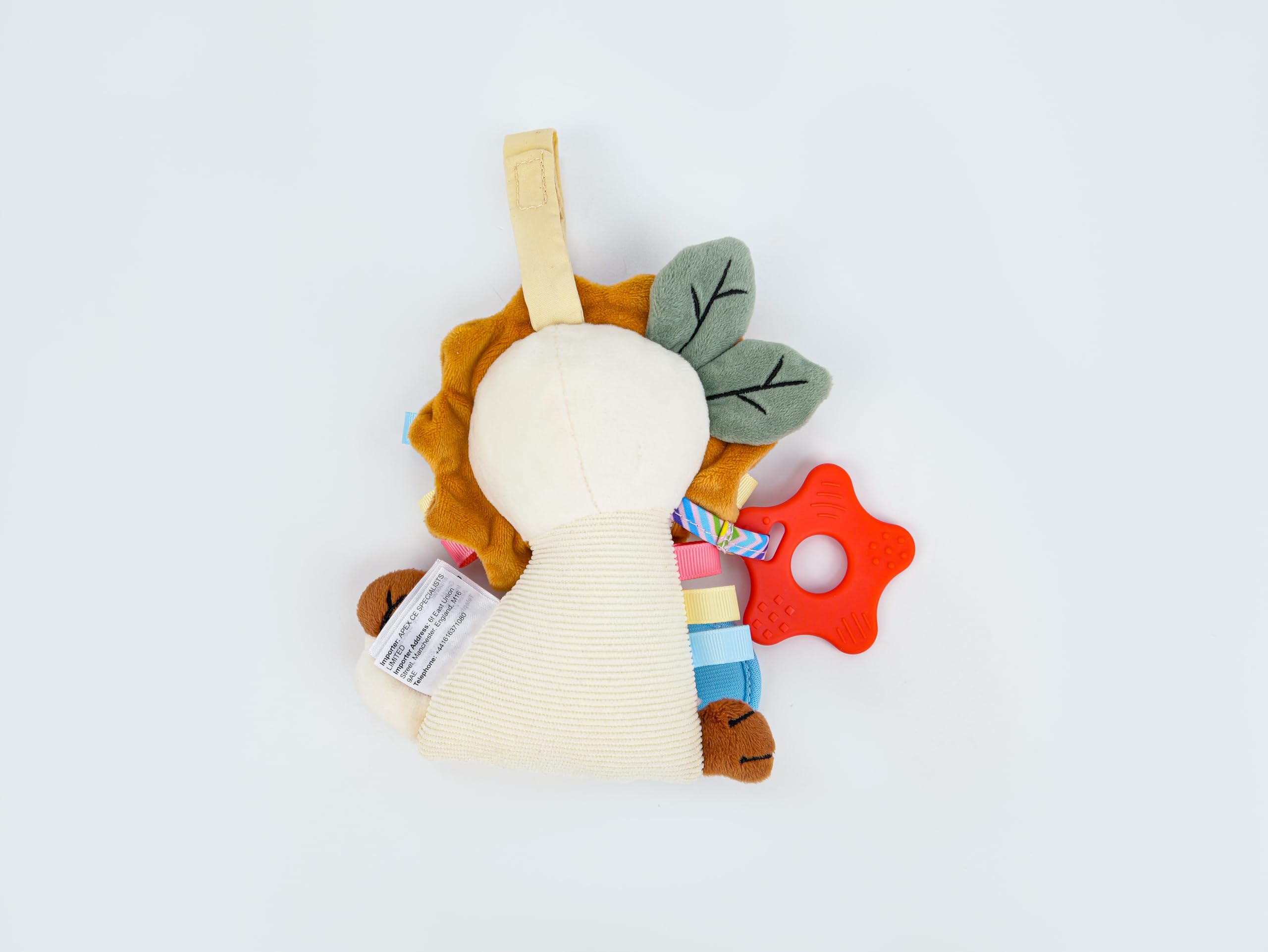 TYRY.HU Baby Car Seat Toy: Soft Plush Sensory Rattle with Teether, Mirror & Crinkle Sounds for Infants 0-12 Months