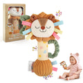 TYRY.HU Plush Lion Rattle – Soft Sensory Toy with Crinkle, Squeaker & Bell for Babies 0-12 Months