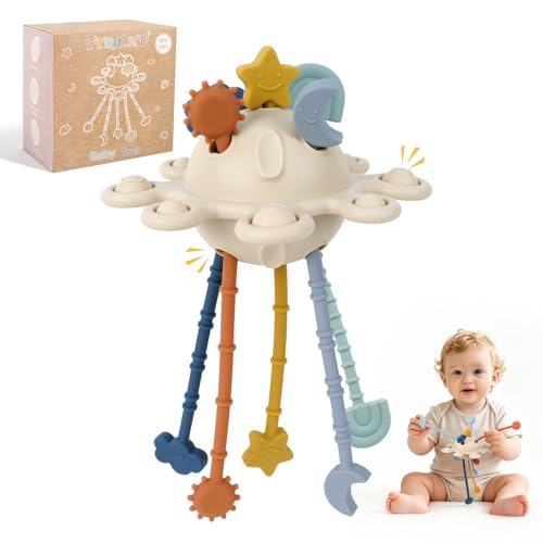 TYRY.HU Silicone Pull String Fidget Toy for Babies 18m+ – Sensory Montessori Travel Toy
