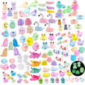 U-Zimikee 130-Piece Glow-in-the-Dark Mini Resin Animals – 25 Styles, Tiny Figurines for Fairy Garden & Dollhouse Crafts