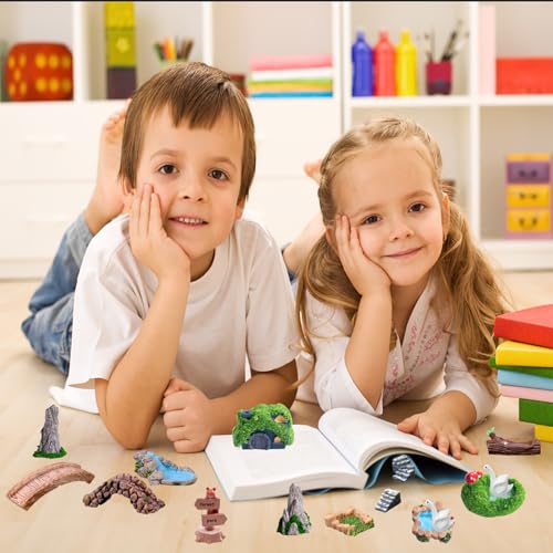 U-Zimikee 45 Pcs Resin Mini Garden Accessories Kit – Miniature Landscape Decorations for Dollhouses, Fairy Gardens, and Crafts