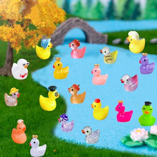 U-Zimikee 80 Mini Resin Ducks with Storage Box - Multicolor Tiny Duck Figurines for Fairy Gardens, Dollhouses & Hide and Seek