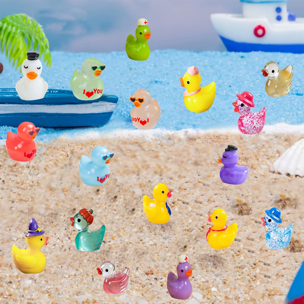 U-Zimikee 80 Mini Resin Ducks with Storage Box - Multicolor Tiny Duck Figurines for Fairy Gardens, Dollhouses & Hide and Seek