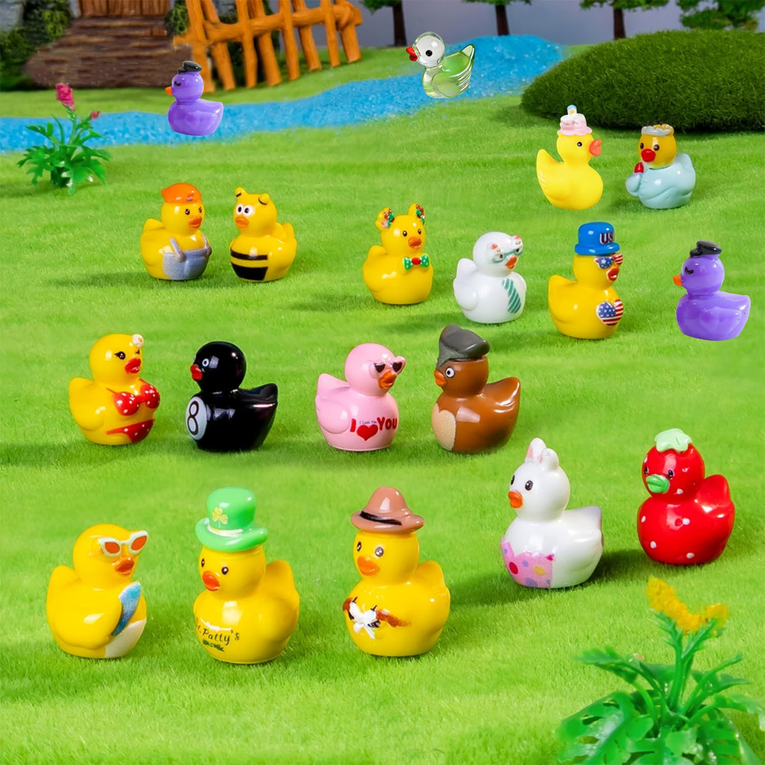 U-Zimikee 80 Mini Resin Ducks with Storage Box - Multicolor Tiny Duck Figurines for Fairy Gardens, Dollhouses & Hide and Seek