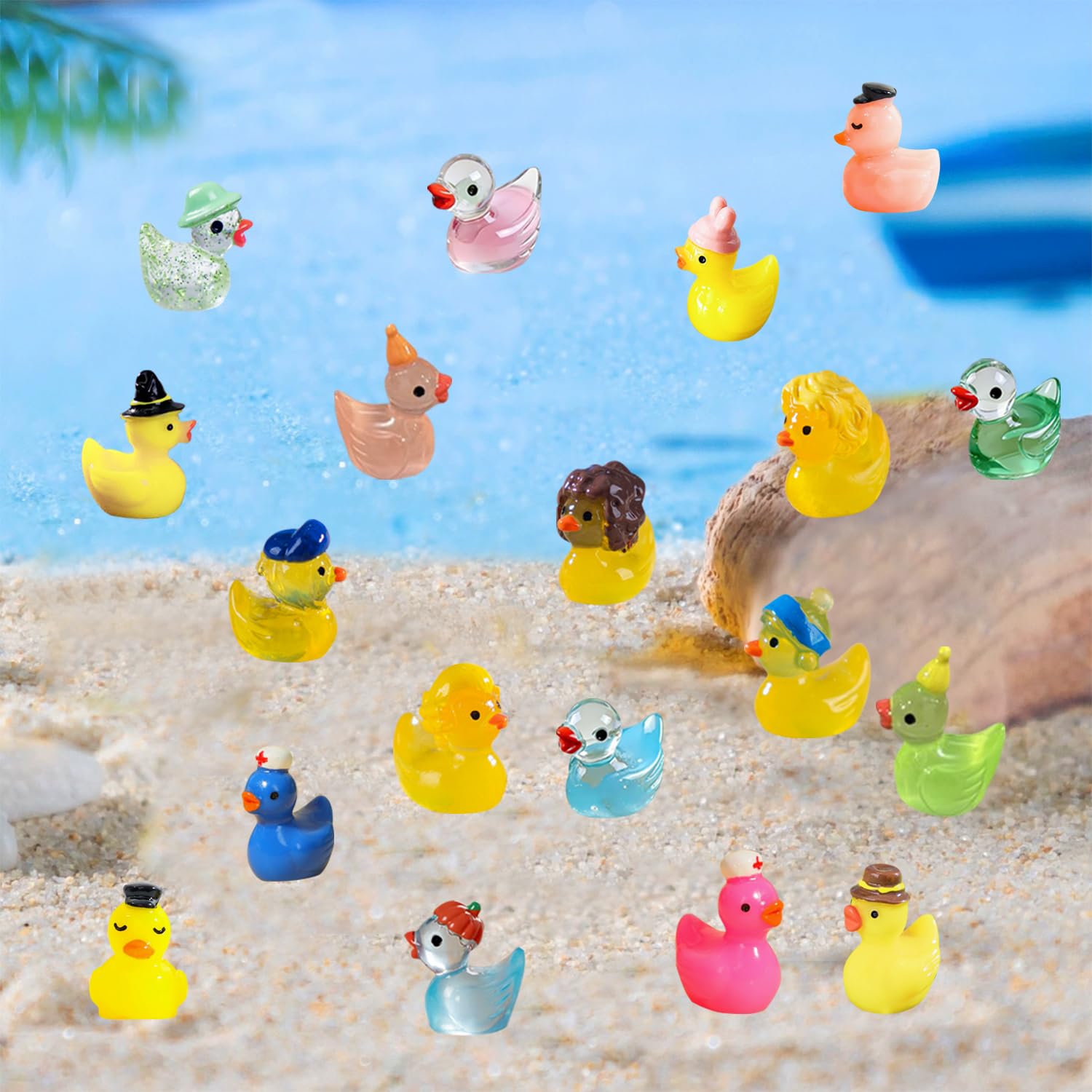 U-Zimikee 80 Mini Resin Ducks with Storage Box - Multicolor Tiny Duck Figurines for Fairy Gardens, Dollhouses & Hide and Seek