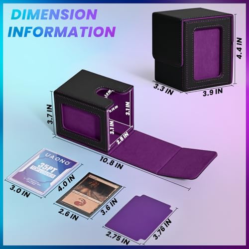 UAONO Commander Deck Box - Holds 100 Double-Sleeved Cards + Top Loader, Magnetic Closure, Black/Purple