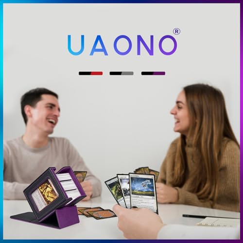 UAONO Commander Deck Box - Holds 100 Double-Sleeved Cards + Top Loader, Magnetic Closure, Black/Purple