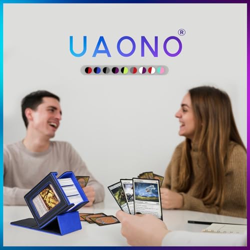 UAONO Commander Deck Box - Magnetic Card Case for MTG, Holds 100 Double-Sleeved Cards, Black/Blue