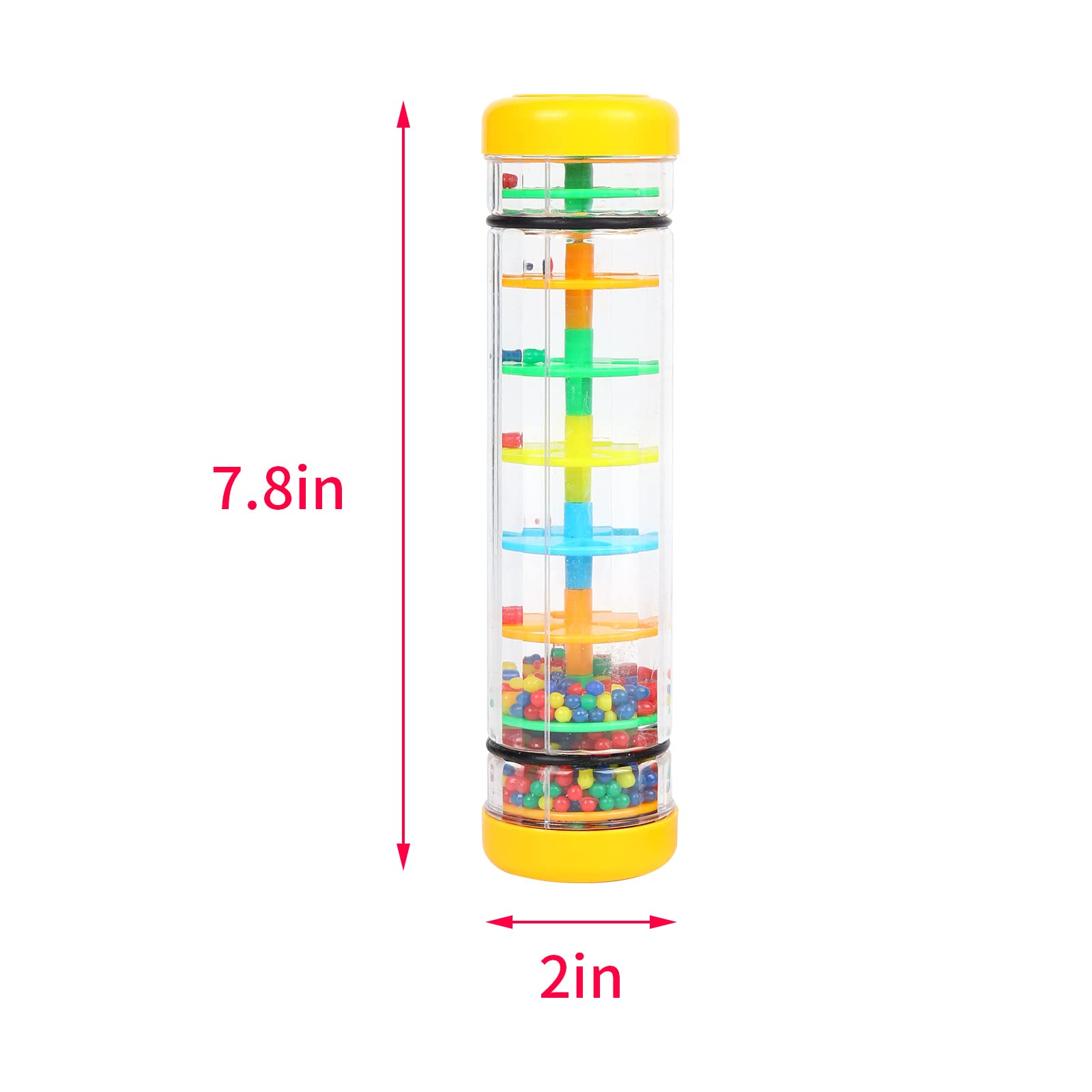 Ubblove 8-Inch Mini Rain Stick – Yellow Rainmaker Rattle for Sensory Play and Auditory Development