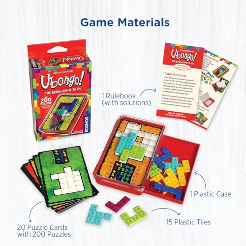 Ubongo: The Brain Game to Go – 200 Puzzles, 4 Levels, Solo Tile-Fitting Puzzle for Ages 8+