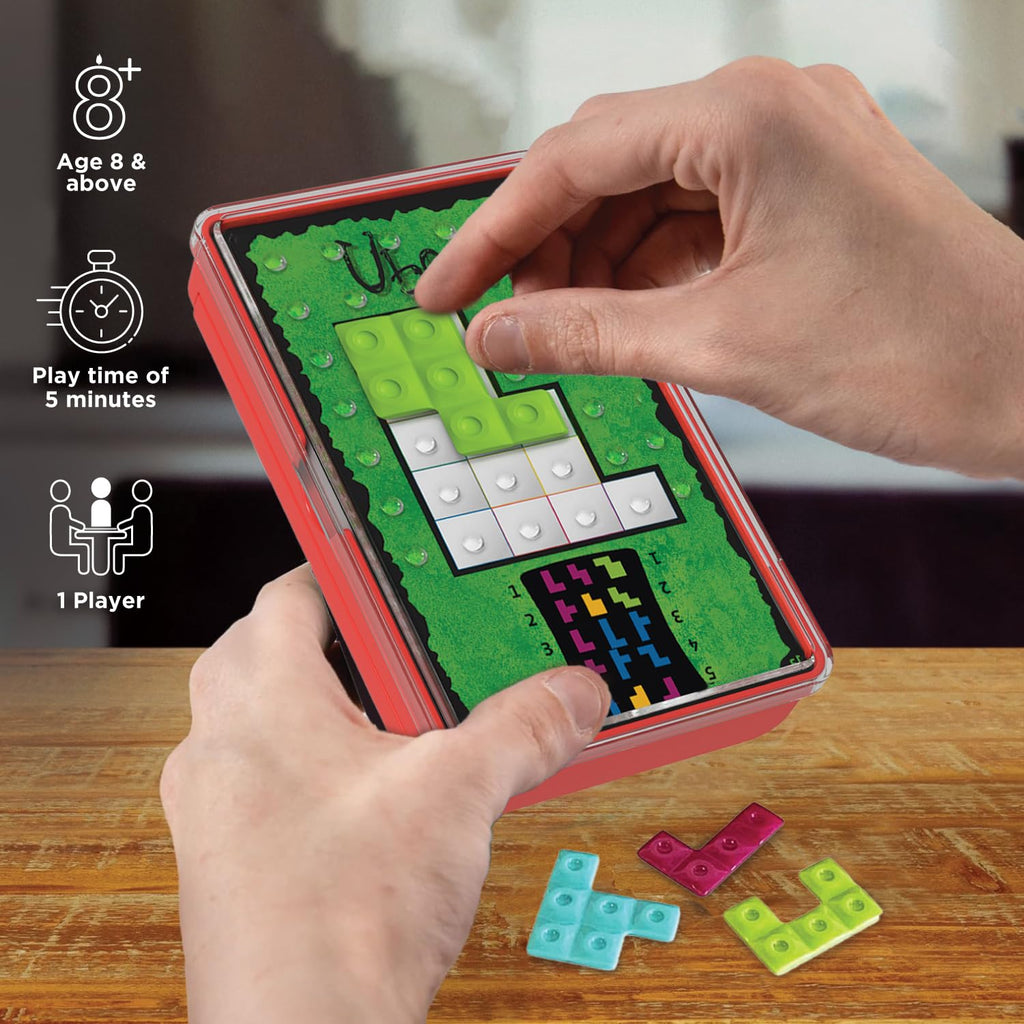 Ubongo: The Brain Game to Go – 200 Puzzles, 4 Levels, Solo Tile-Fitting Puzzle for Ages 8+