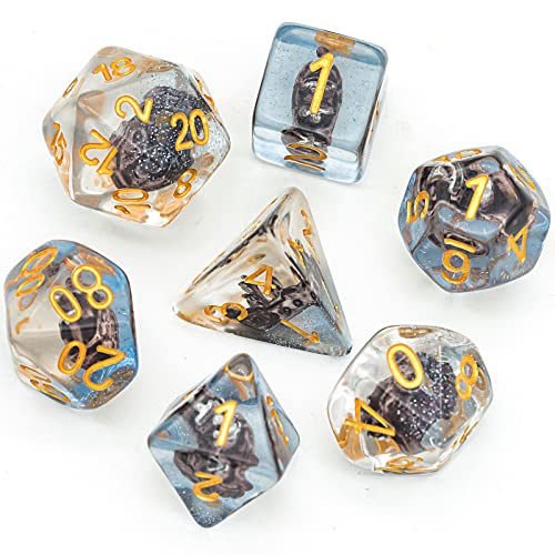 UDIXI 7-Die Polyhedral D&D Dice Set with Vintage Sailboat – Resin RPG Dice with Velvet Bag
