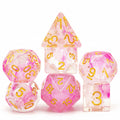 UDIXI 7PCS Resin D&D Dice Set - Sea Magic Pink White Polyhedral for RPG