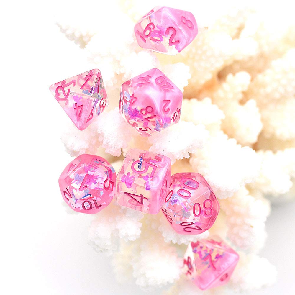 UDIXI Pink DND Dice Set – Dreamlike Resin Polyhedral Dice for RPG and Board Games