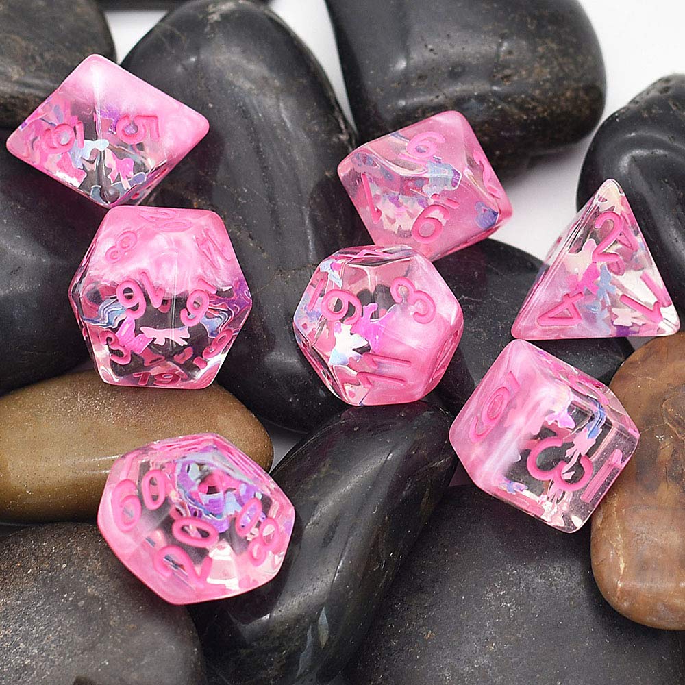 UDIXI Pink DND Dice Set – Dreamlike Resin Polyhedral Dice for RPG and Board Games
