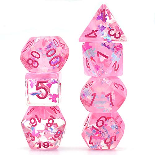 UDIXI Pink DND Dice Set – Dreamlike Resin Polyhedral Dice for RPG and Board Games