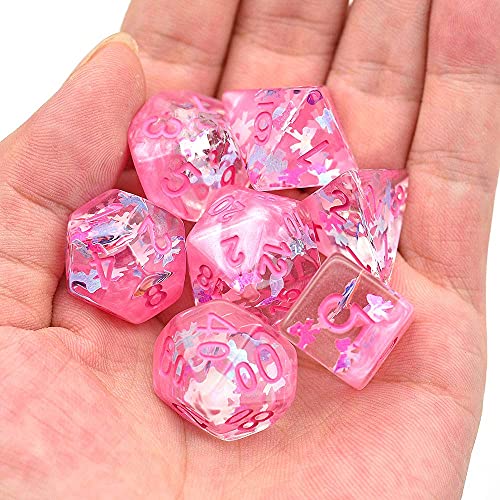 UDIXI Pink DND Dice Set – Dreamlike Resin Polyhedral Dice for RPG and Board Games