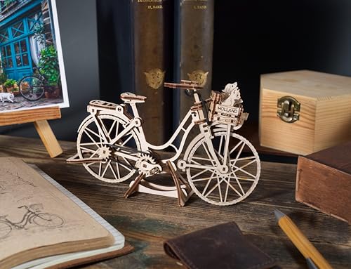UGEARS Dutch Bicycle 3D Wooden Puzzle – 1:1850 Scale Model Kit for Adults