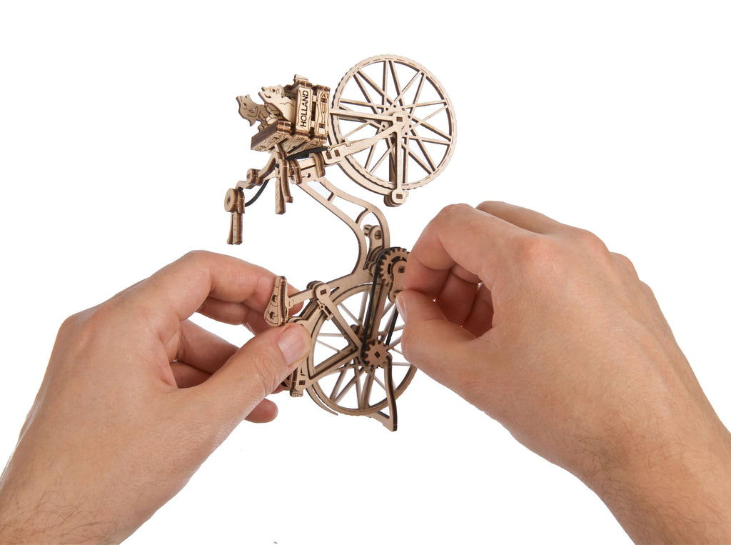 UGEARS Dutch Bicycle 3D Wooden Puzzle – 1:1850 Scale Model Kit for Adults
