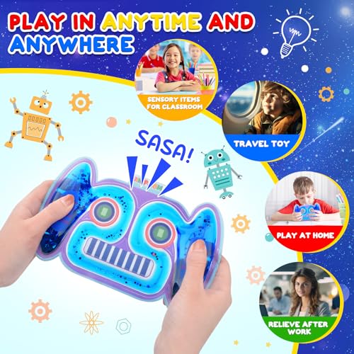 UIIOPJIOM 2-Pack Robot Fidget Tubes – Sensory Squishy Toys for Autism, ADHD, Travel & Easter Baskets (Blue & Yellow)