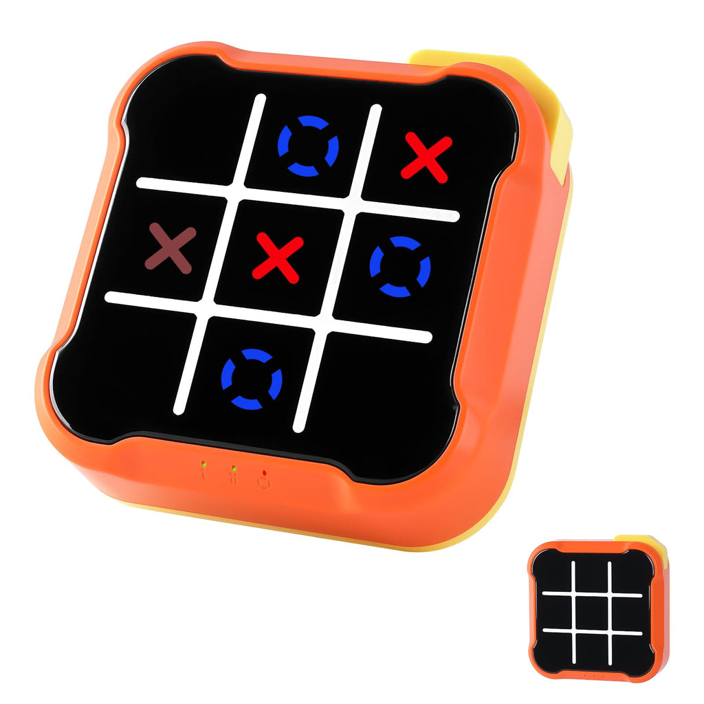 uimomn 4-in-1 Handheld Tic Tac Toe Game – Electronic Educational Toy with Memory Flash and Whack-a-Mole Modes