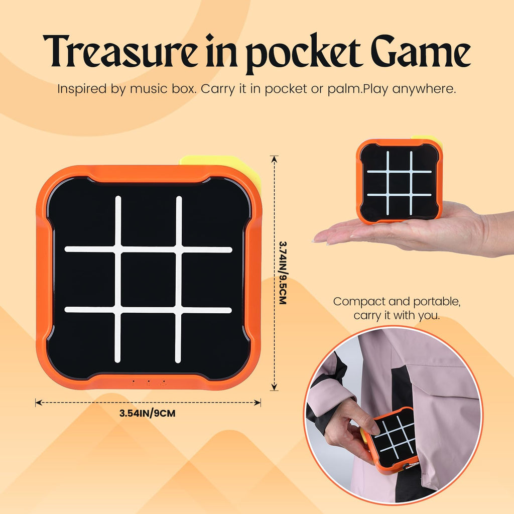 uimomn 4-in-1 Handheld Tic Tac Toe Game – Electronic Educational Toy with Memory Flash and Whack-a-Mole Modes