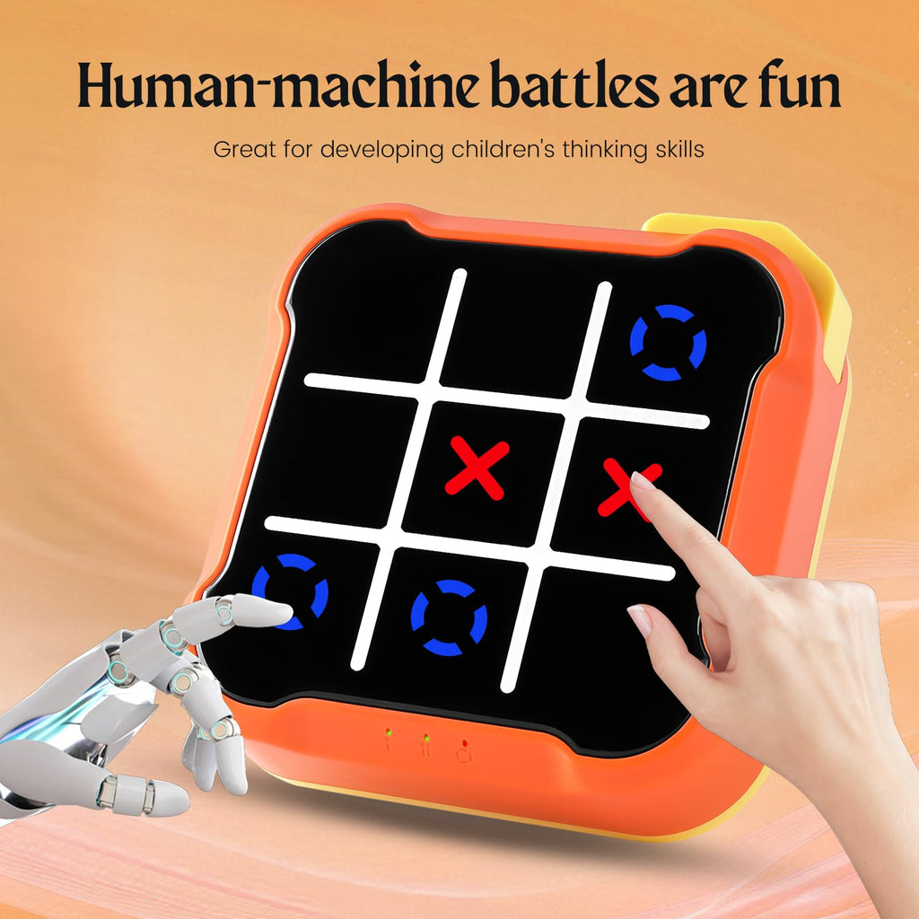 uimomn 4-in-1 Handheld Tic Tac Toe Game – Electronic Educational Toy with Memory Flash and Whack-a-Mole Modes