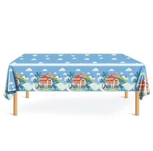 UKKJOM Blue Dog Birthday Tablecloth Set (3 Pack) - 108x54 Inch PE Plastic Party Table Cover
