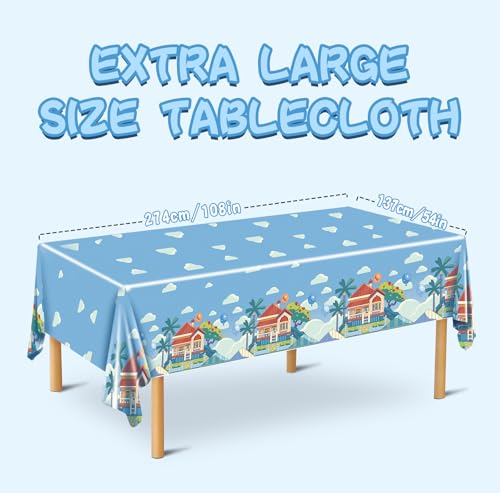 UKKJOM Blue Dog Birthday Tablecloth Set (3 Pack) - 108x54 Inch PE Plastic Party Table Cover