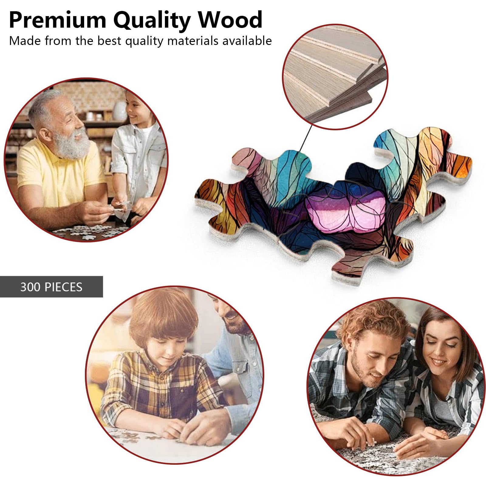 Ulord 300-Piece Stained Glass Golden Retriever Wooden Jigsaw Puzzle – Relaxing Décor Gift