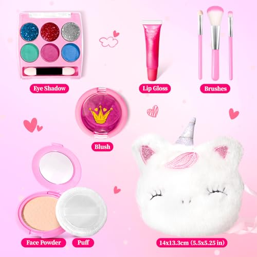 ULOVEME Kids Real Makeup Kit – Non-Toxic Washable Unicorn Makeup for Girls Ages 3-12