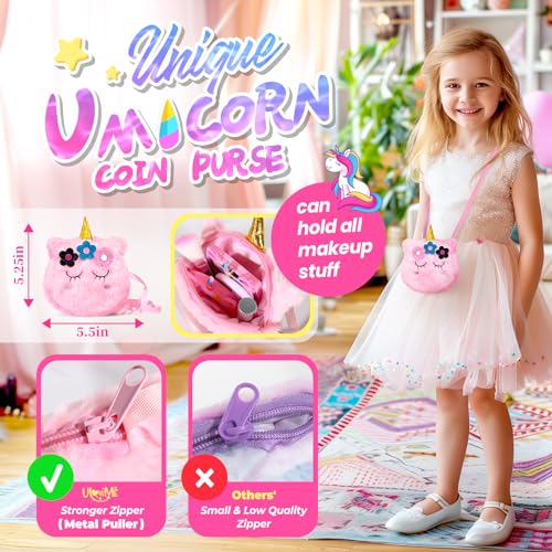 ULOVEME Kids Washable Makeup Kit for Girls 4-6 with Pink Coin Purse – Non-Toxic Real Makeup Toy