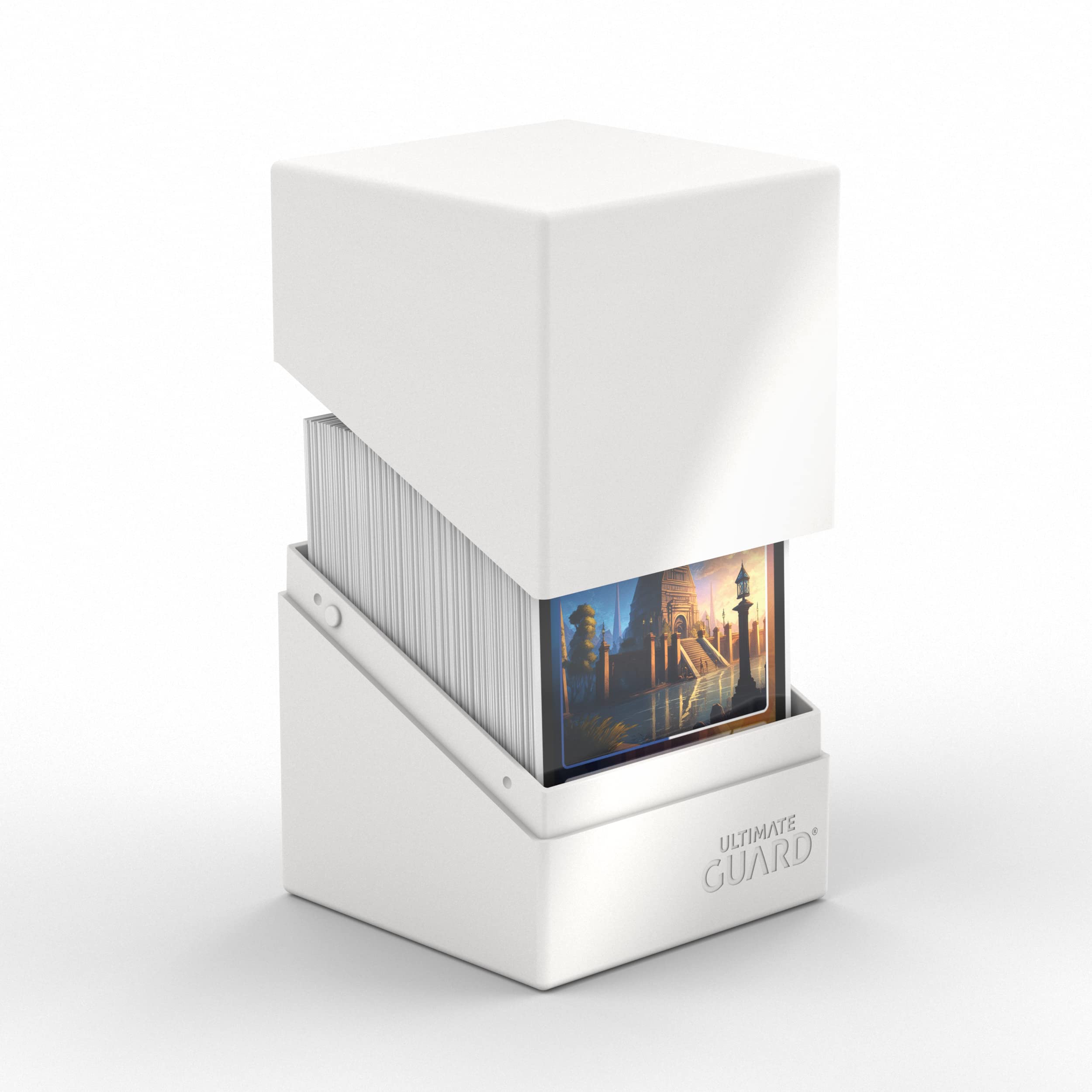 Ultimate Guard Boulder Solid 100+ Deck Case – White, Secure Storage for 100 Double-Sleeved Cards